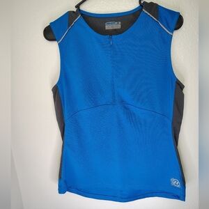 Novara Cycling Jersey Mens Medium Blue Gray Sleeveless Rear Pockets 1/2 Zip